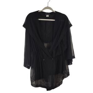 Anne Klein Sheer Hooded Cover Up, Size Medium